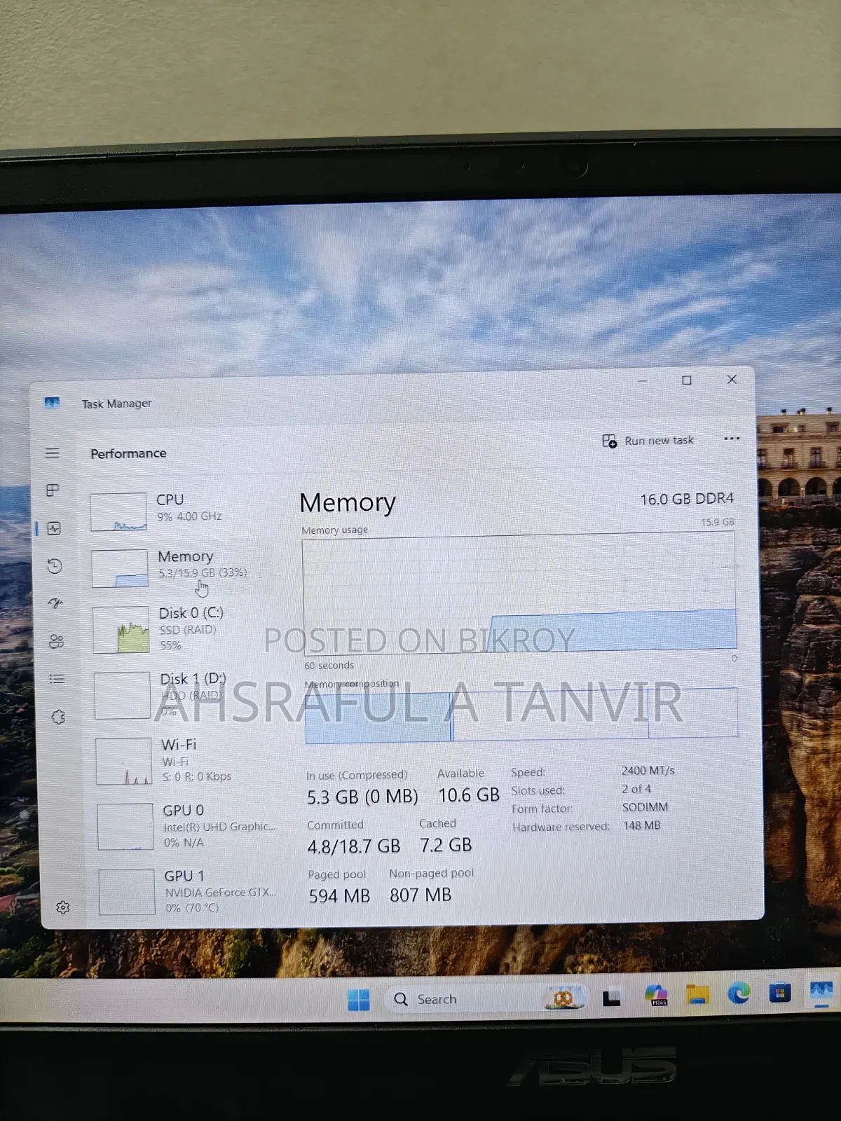 Laptop Asus 16GB Intel Core i5 HDD+SSD 1T