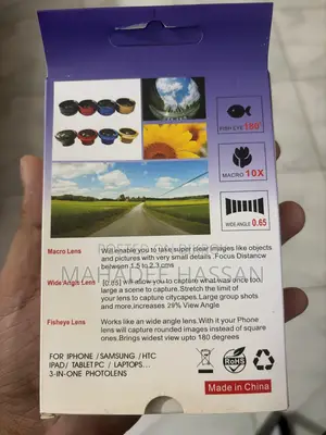 [100tk] 3 in 1 Clip Camera Lens Kit 180° Fish Eye | 0.67X Wide Angle