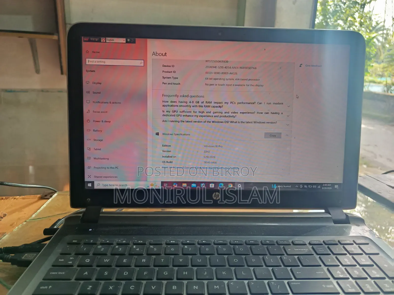 Laptop HP 15 4GB Intel Core i3 SSD 500GB