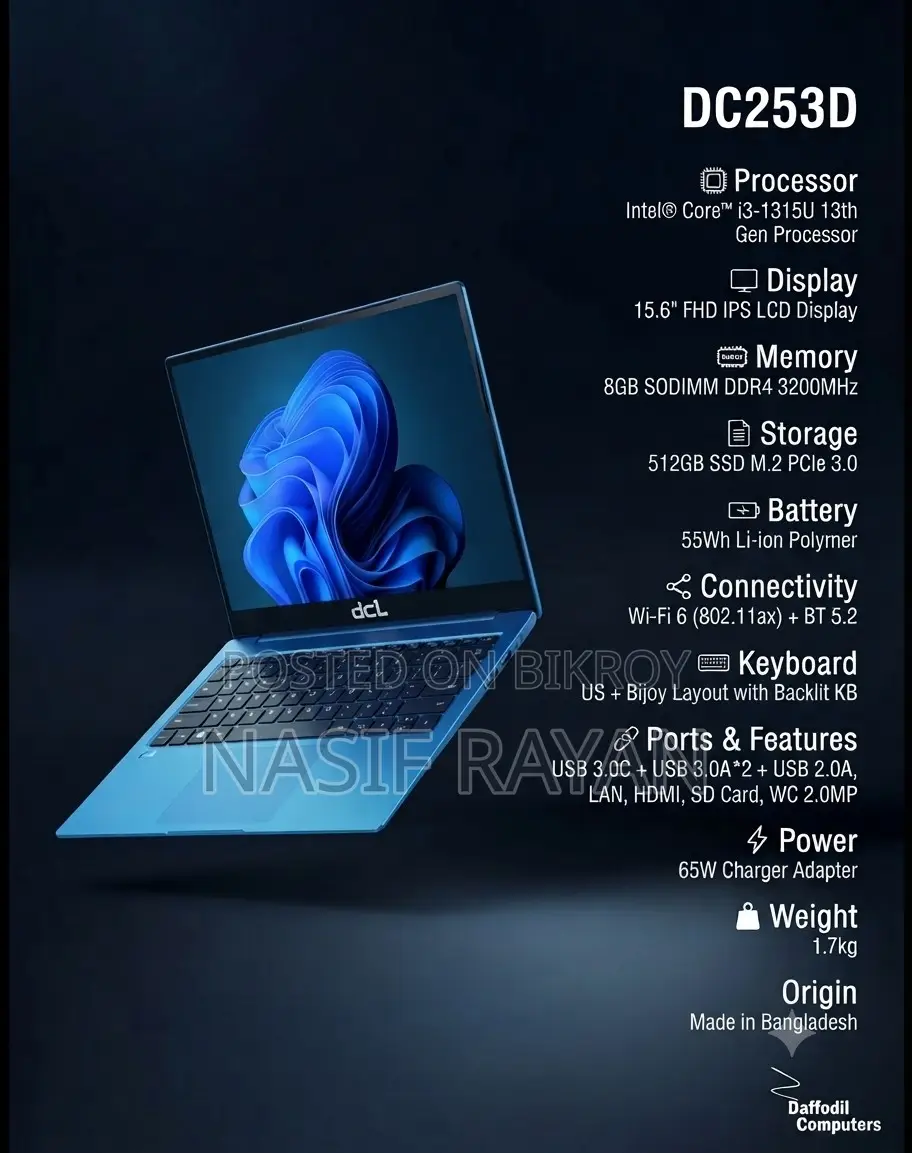 New Laptop 8GB Intel Core i3 SSD 512GB