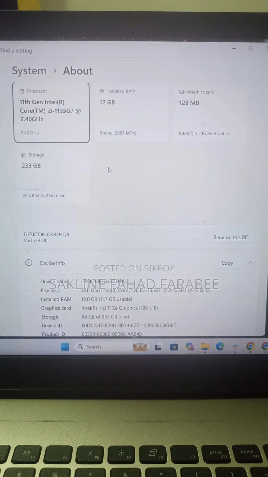 Laptop Dell Vostro 3500 12GB Intel Core i5 SSD 256GB