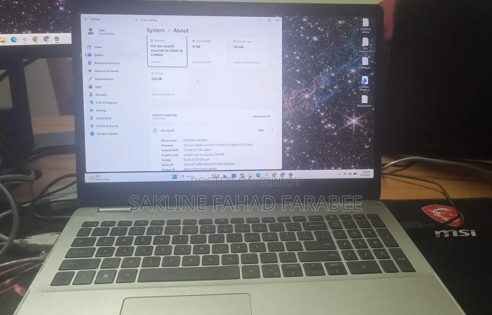 Laptop Dell Vostro 3500 12GB Intel Core i5 SSD 256GB