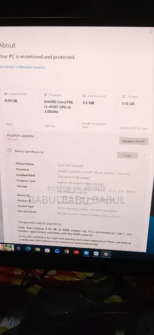 New Desktop Computer 8GB RAM Intel Core i3 500GB SSD