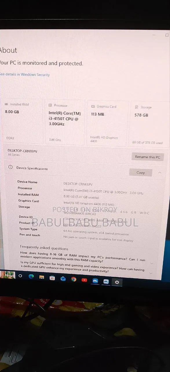 New Desktop Computer 8GB RAM Intel Core i3 500GB SSD