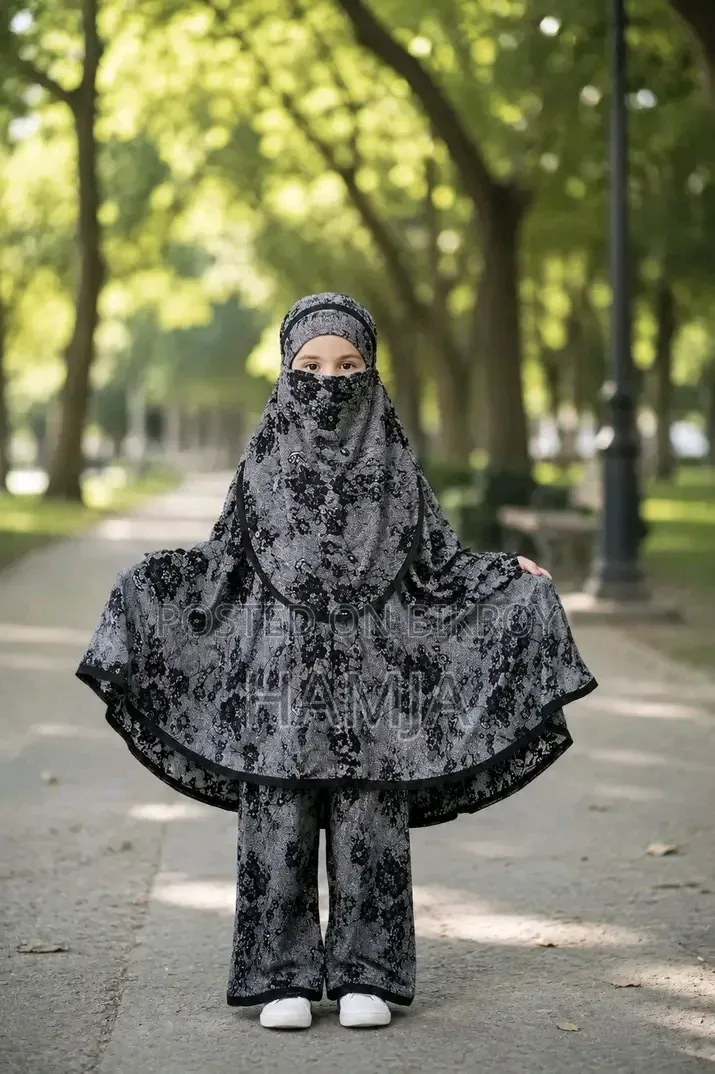 Girls Free Size Khimar and Plazoo Set