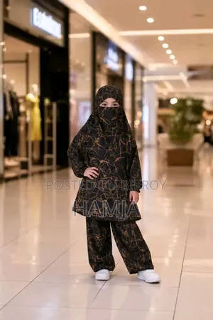 Girls Free Size Khimar and Plazoo Set