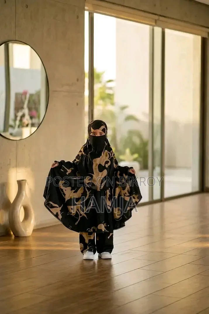 Girls Free Size Khimar and Plazoo Set