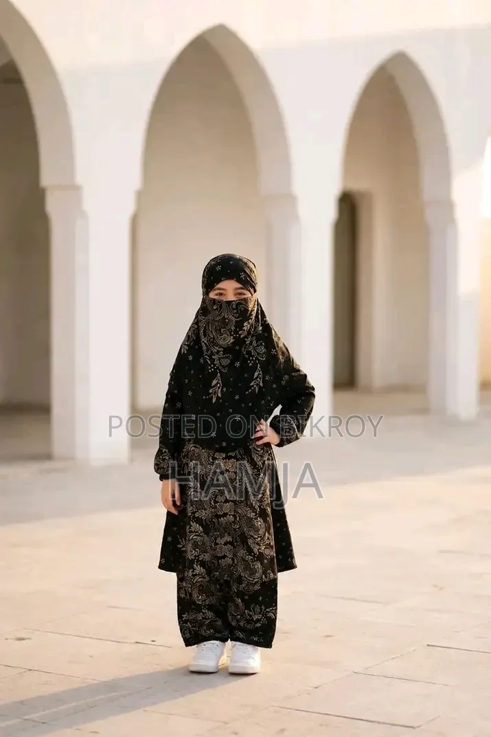 Girls Free Size Khimar and Plazoo Set