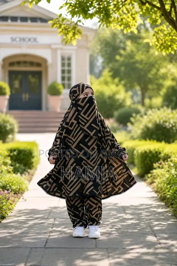 Girls Free Size Khimar and Plazoo Set