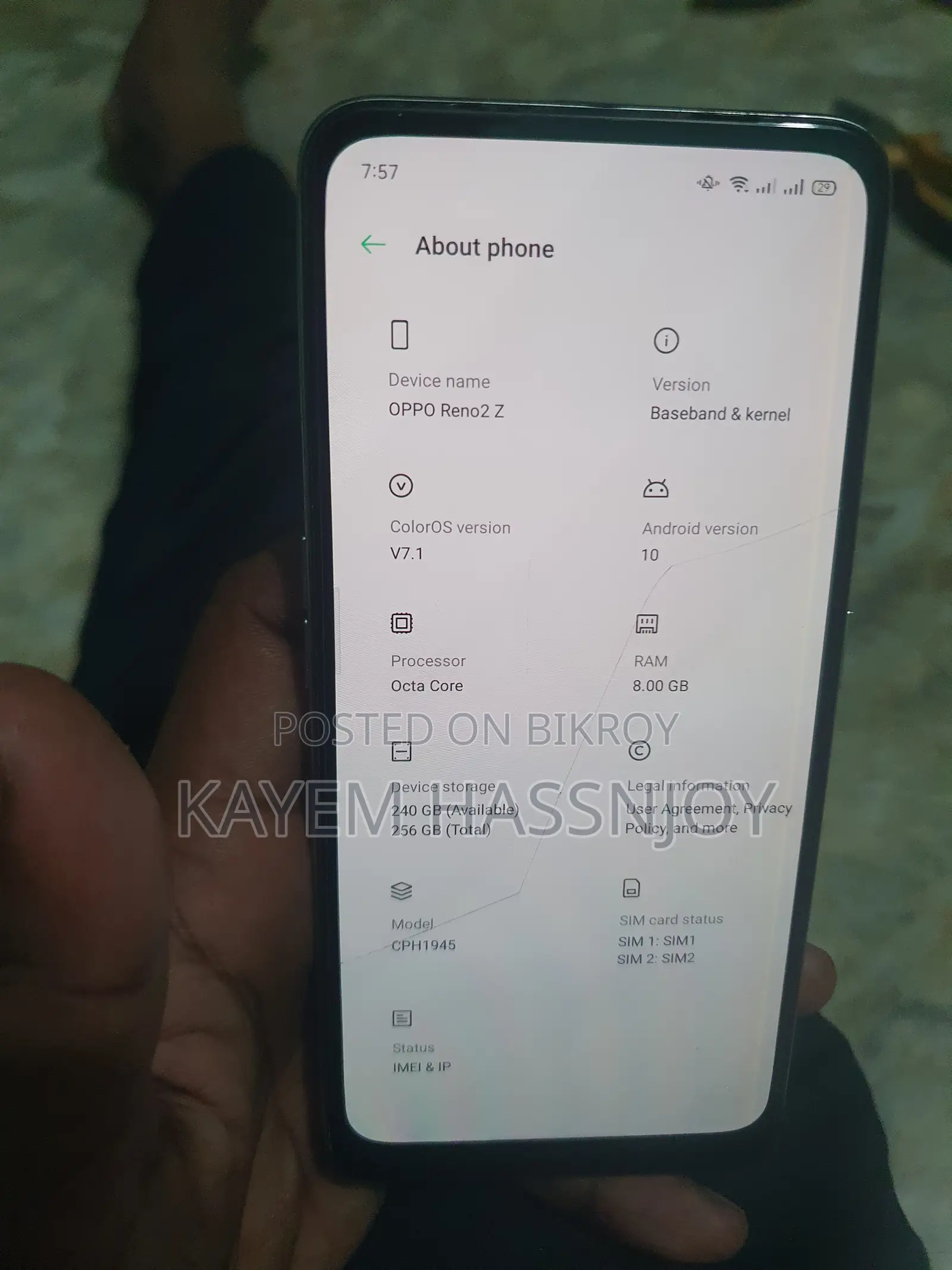 Oppo Reno 2Z 256 GB Silver
