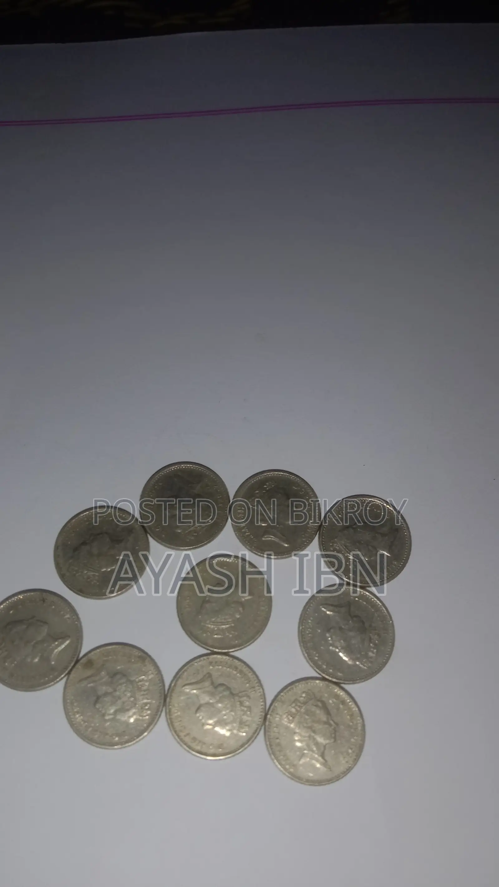 ১৯ পিস ইউকে কয়েন - ৯ ওয়ান শিলিং ১৯৪৭-৬৬ + ১০ ফাইভ পেন্স ১৯৯০।