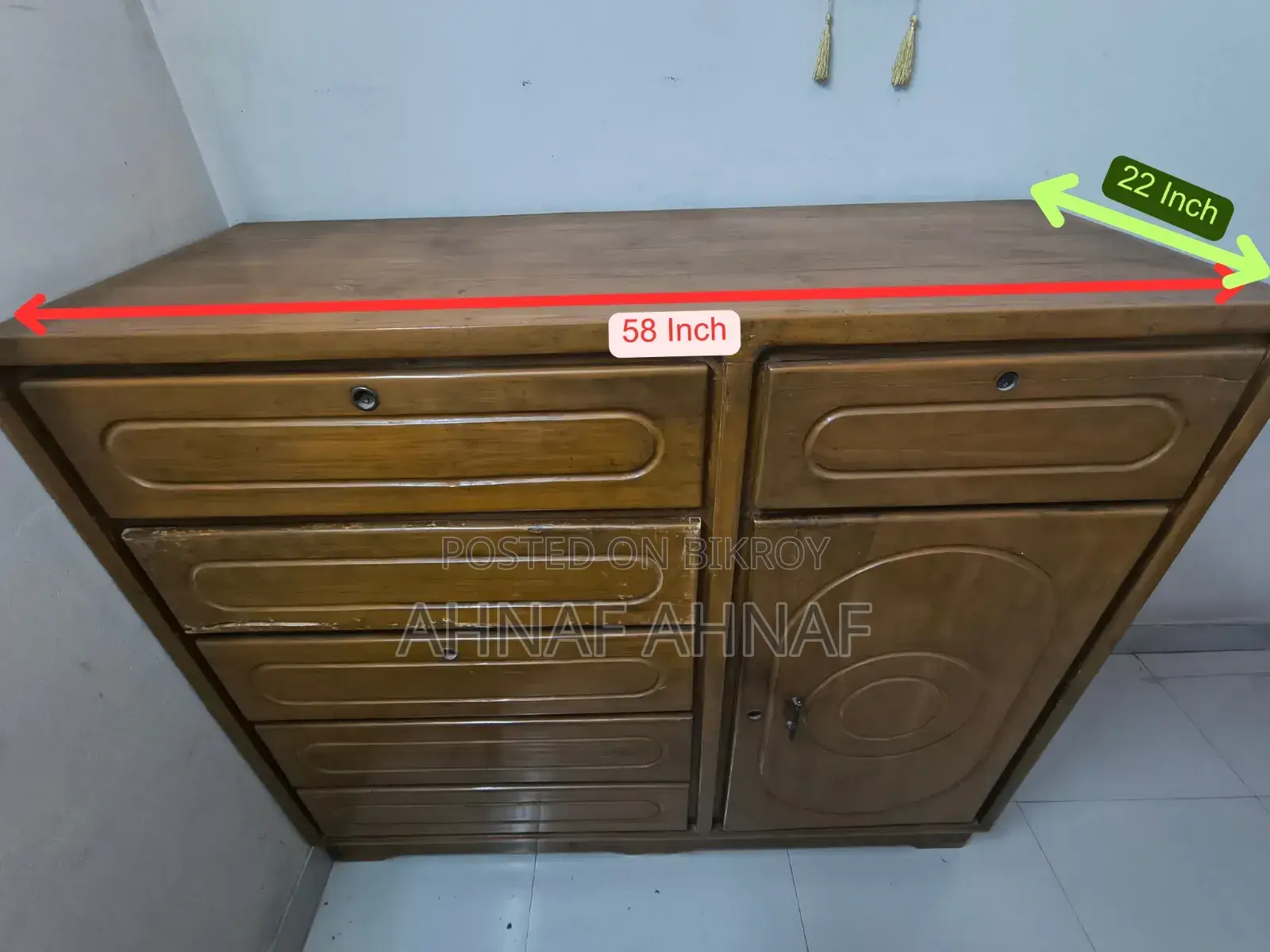 Wooden Wardrobe | 58" × 22" | Spacious Storage