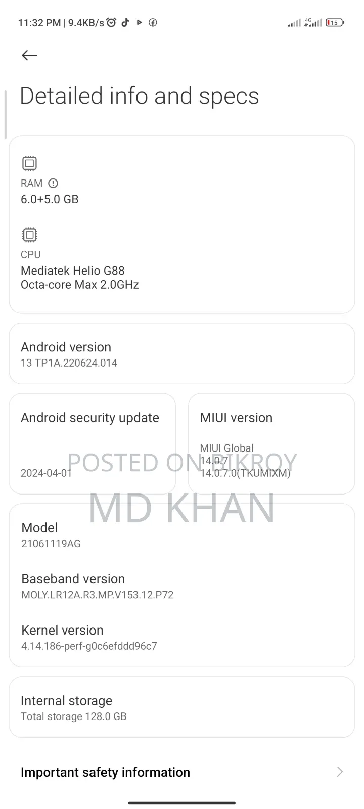 Xiaomi Redmi 10 128 GB Blue