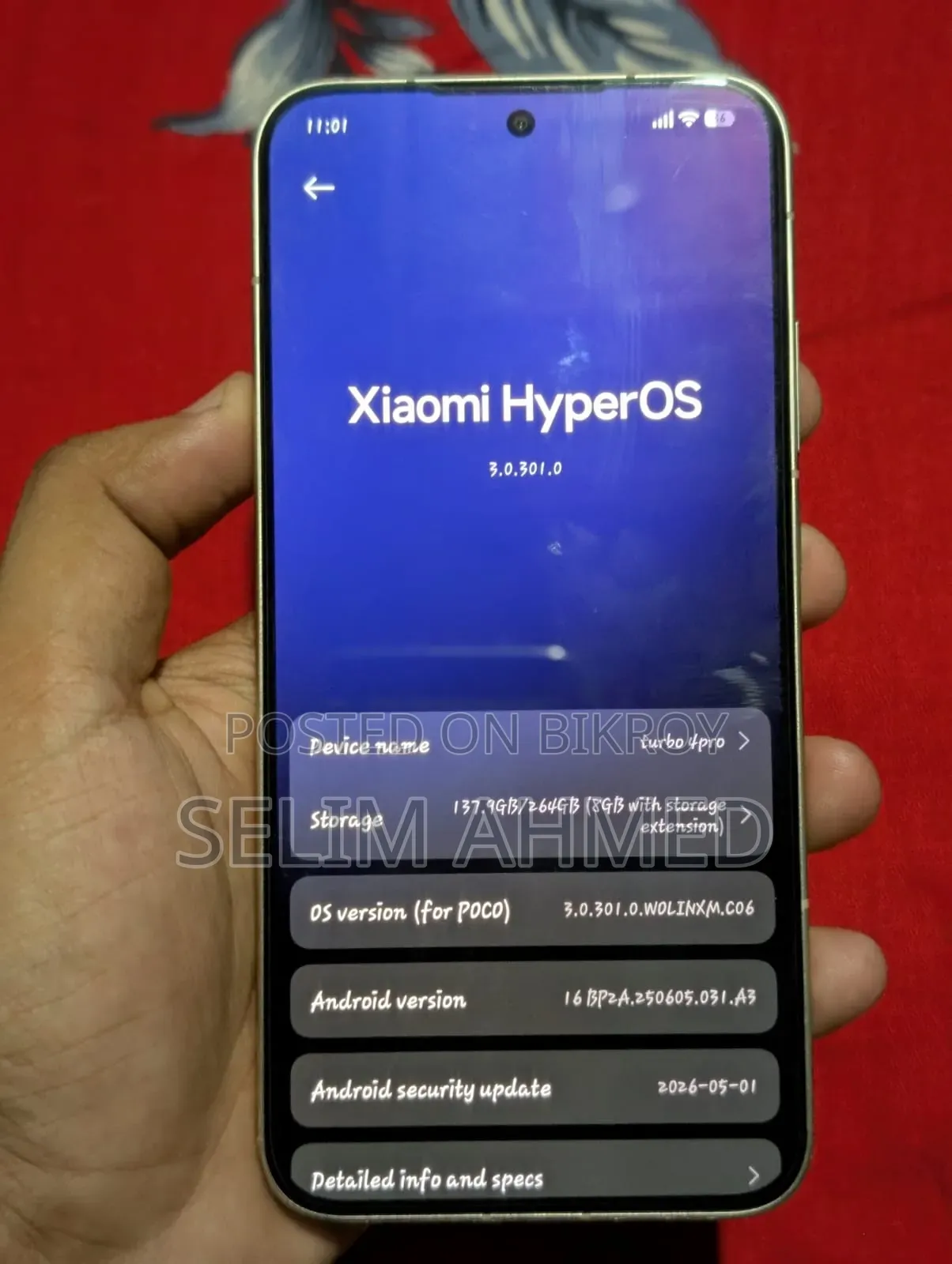 Xiaomi Redmi Turbo 4 Pro ২৫৬ জিবি গোল্ড