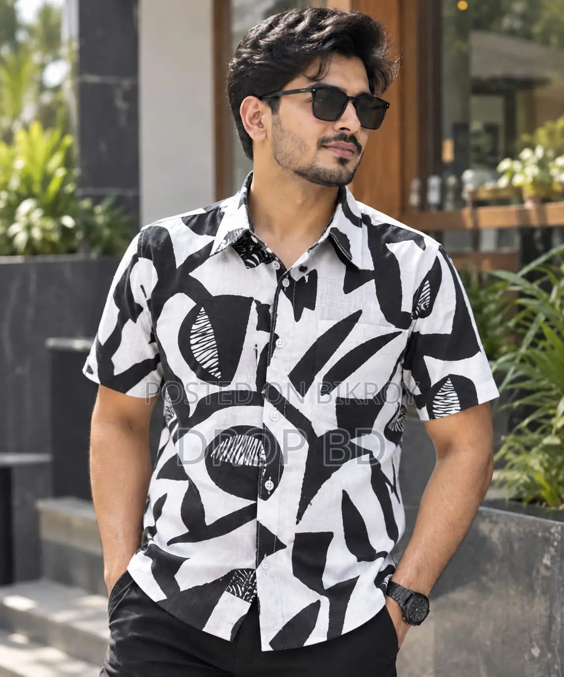 প্রিন্ট শার্ট কটন হাফ স্লিভ ফর মেনস