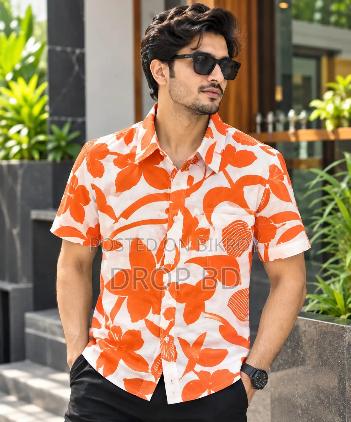 প্রিন্ট শার্ট কটন হাফ স্লিভ ফর মেনস