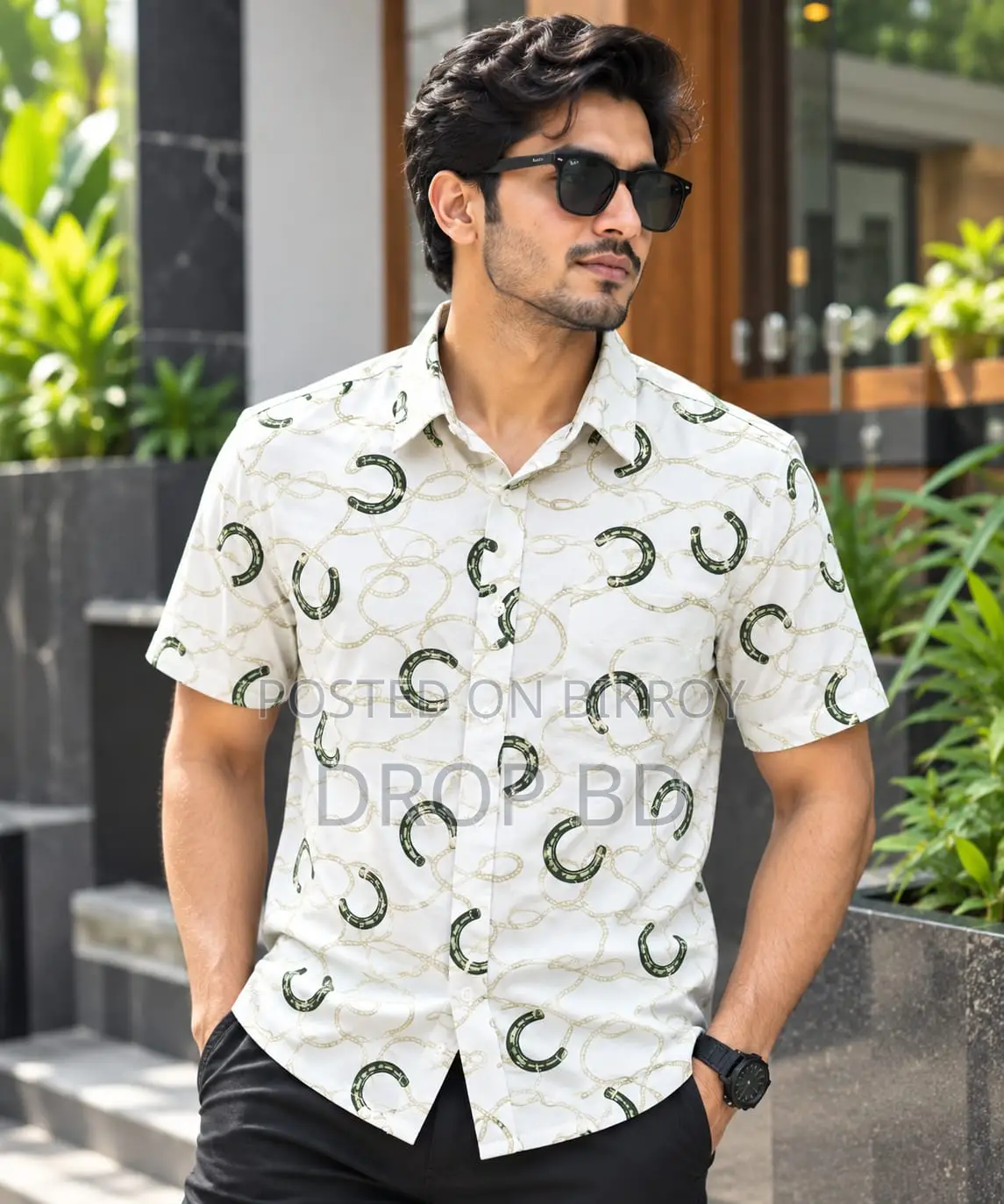 প্রিন্ট শার্ট কটন হাফ স্লিভ ফর মেনস