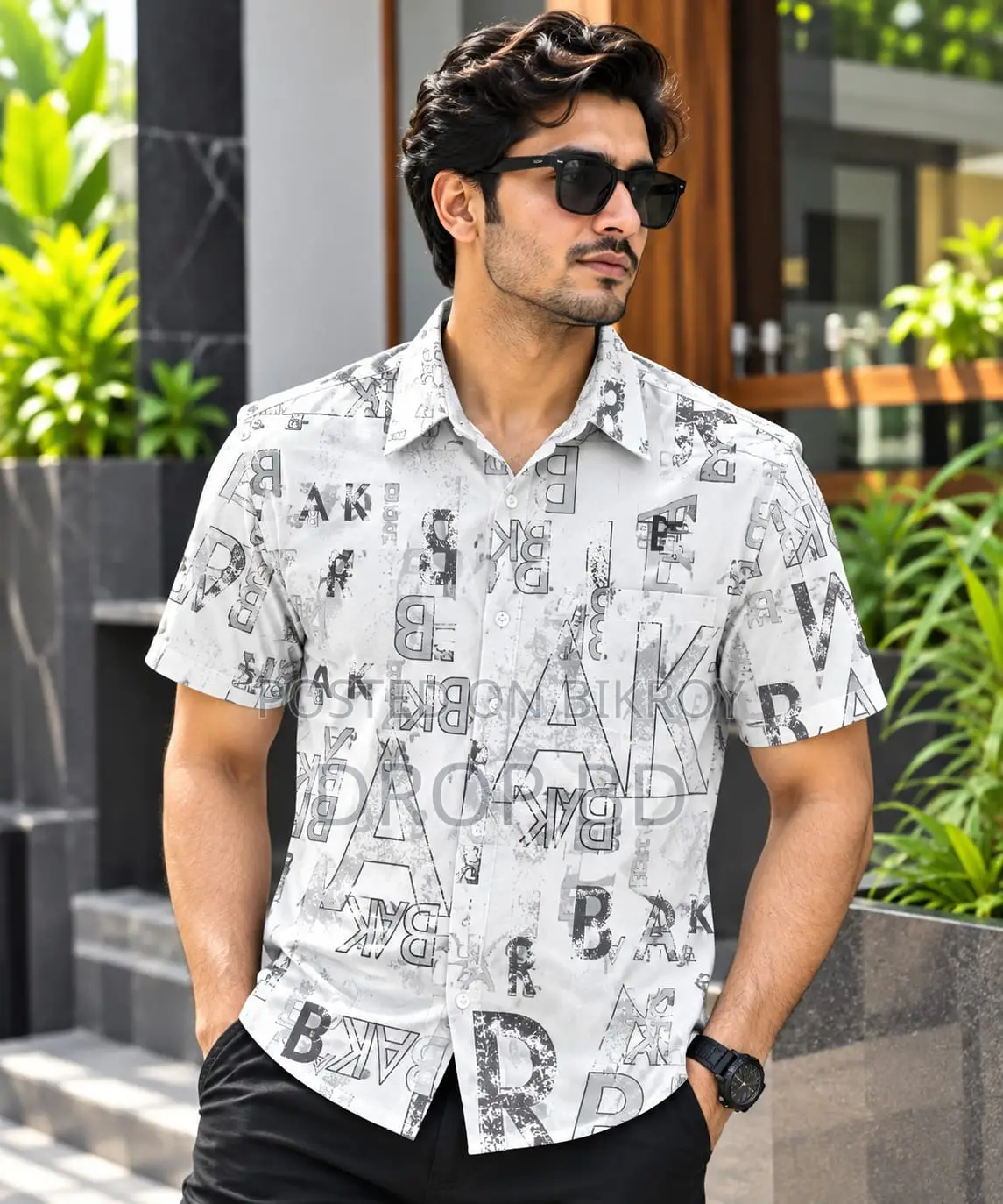 প্রিন্ট শার্ট কটন হাফ স্লিভ ফর মেনস