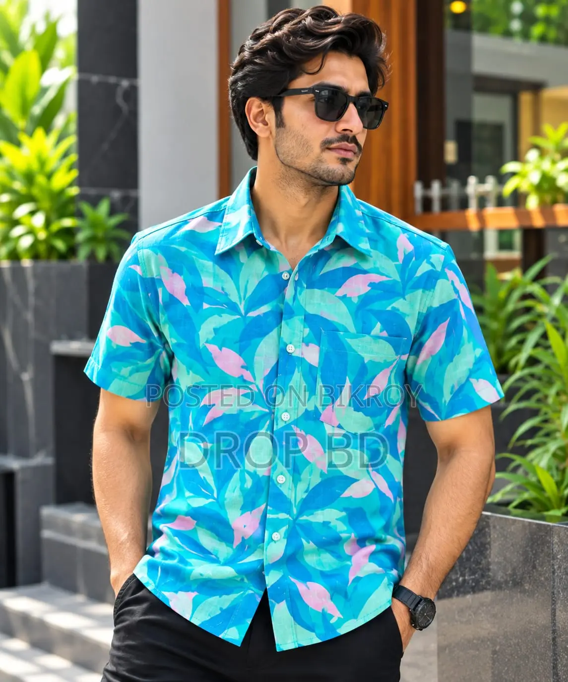 প্রিন্ট শার্ট কটন হাফ স্লিভ ফর মেনস