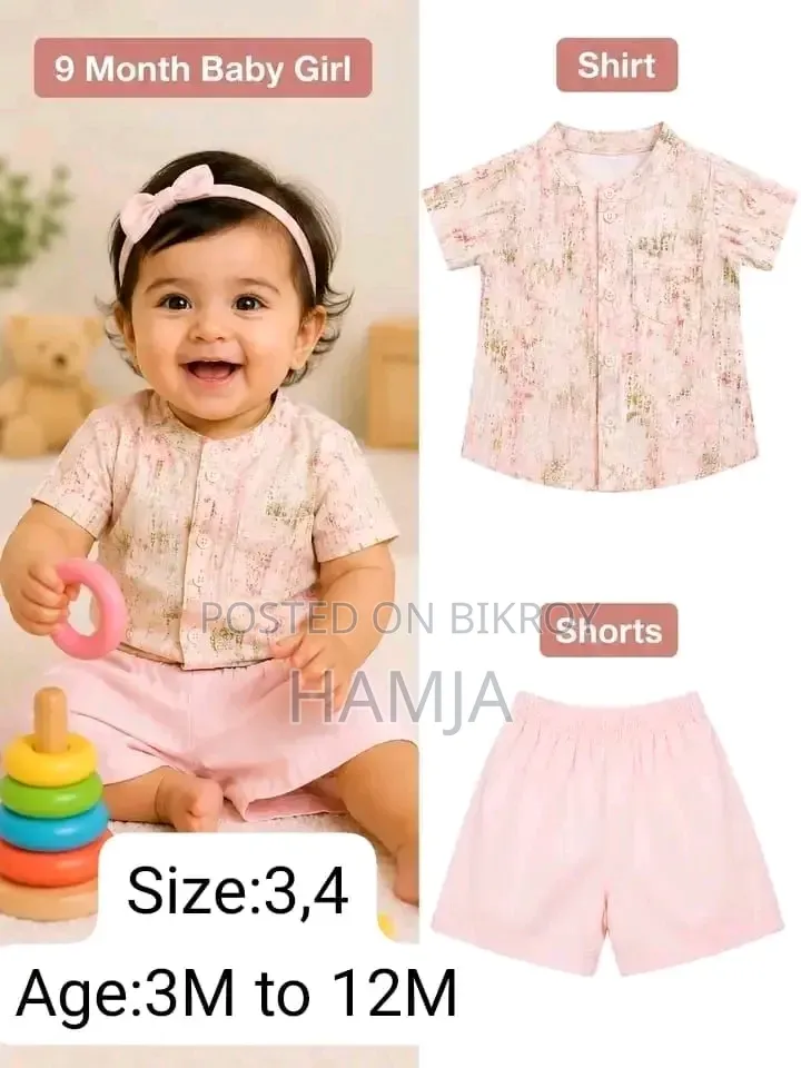 Newborn to 12 Month Age Baby Dress Set
