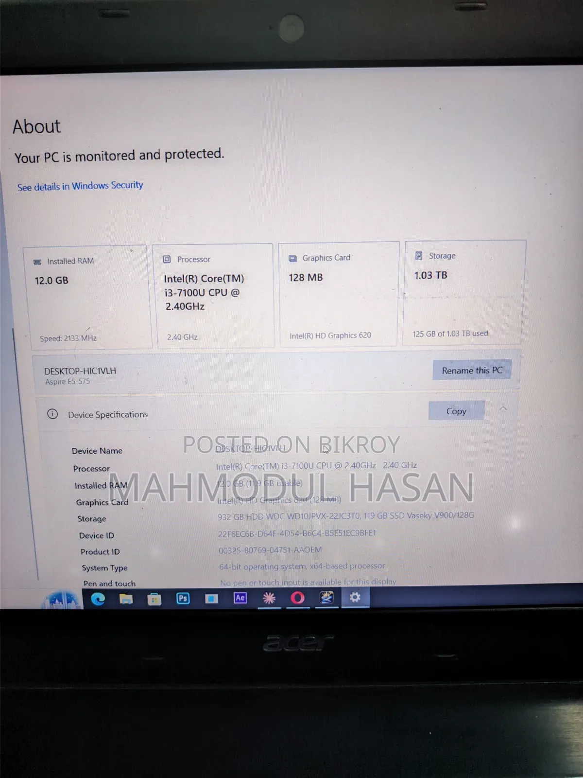 Laptop Acer Aspire E5-575 12GB Intel Core i3 HDD+SSD 1T