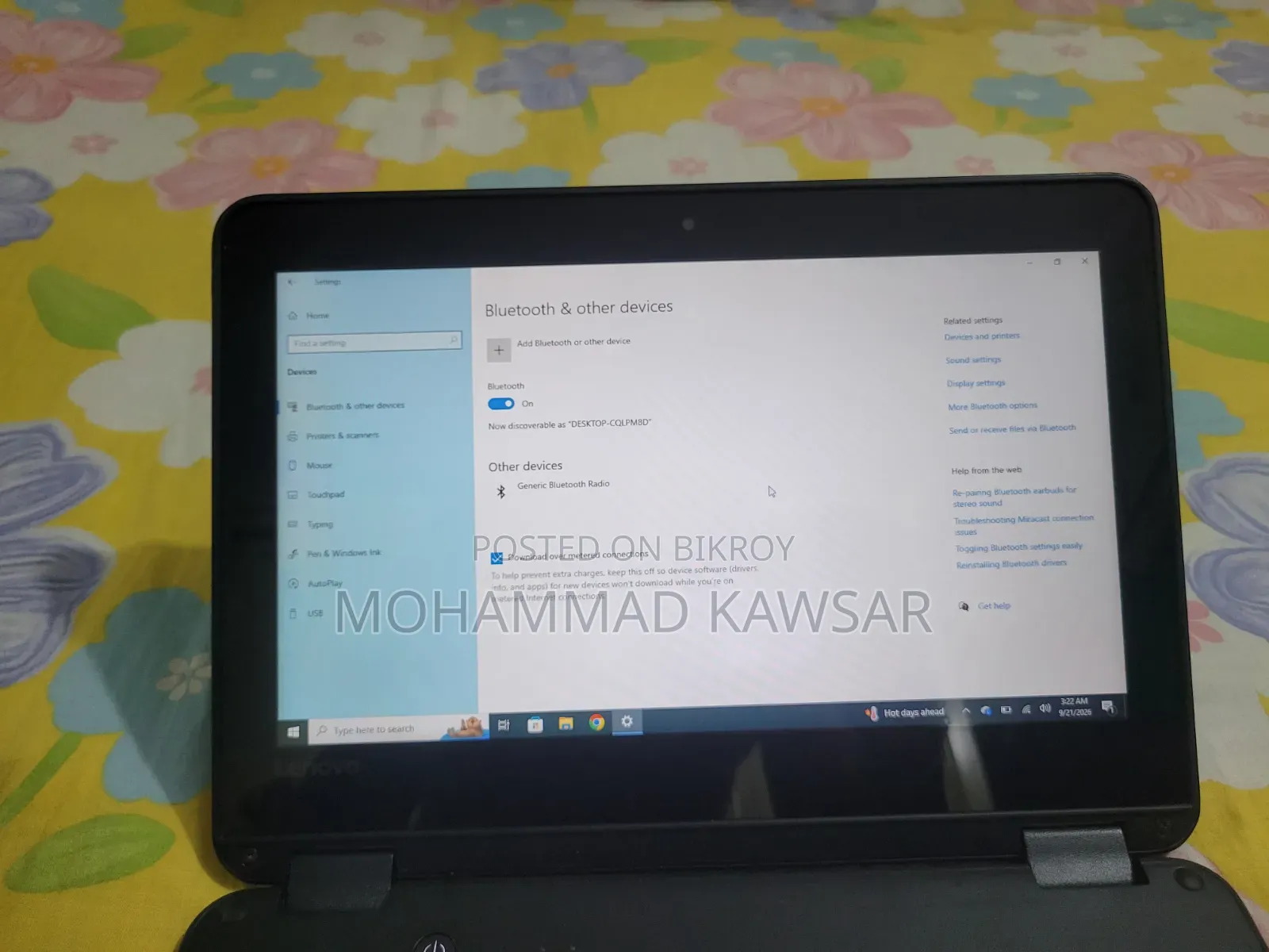 Laptop Lenovo 4GB SSD 128GB