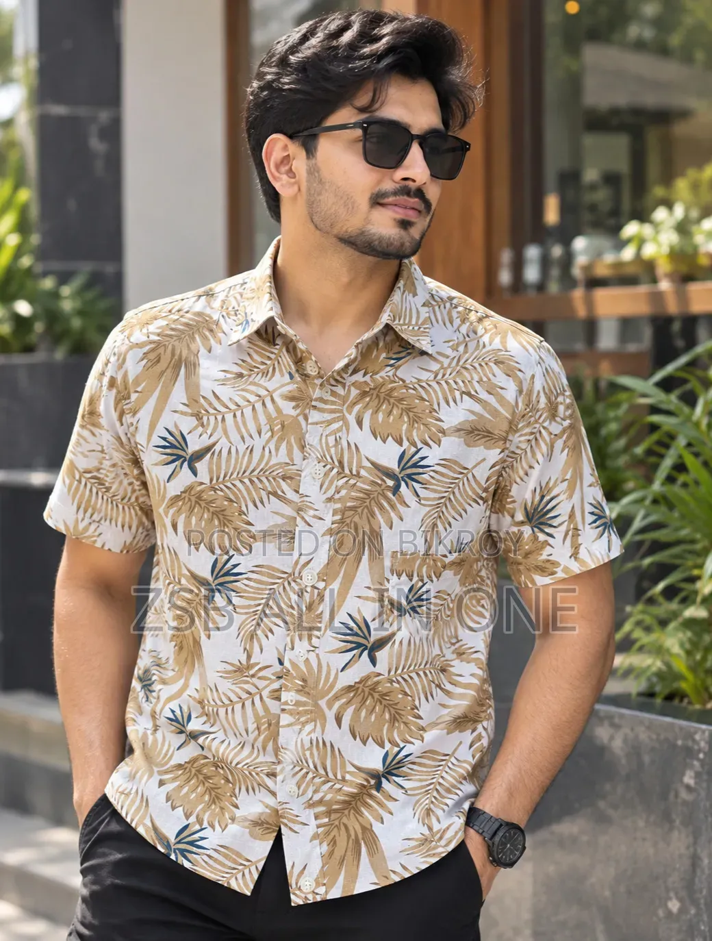 প্রিন্ট শার্ট কটন হাফ স্লিভ ফর মেনস