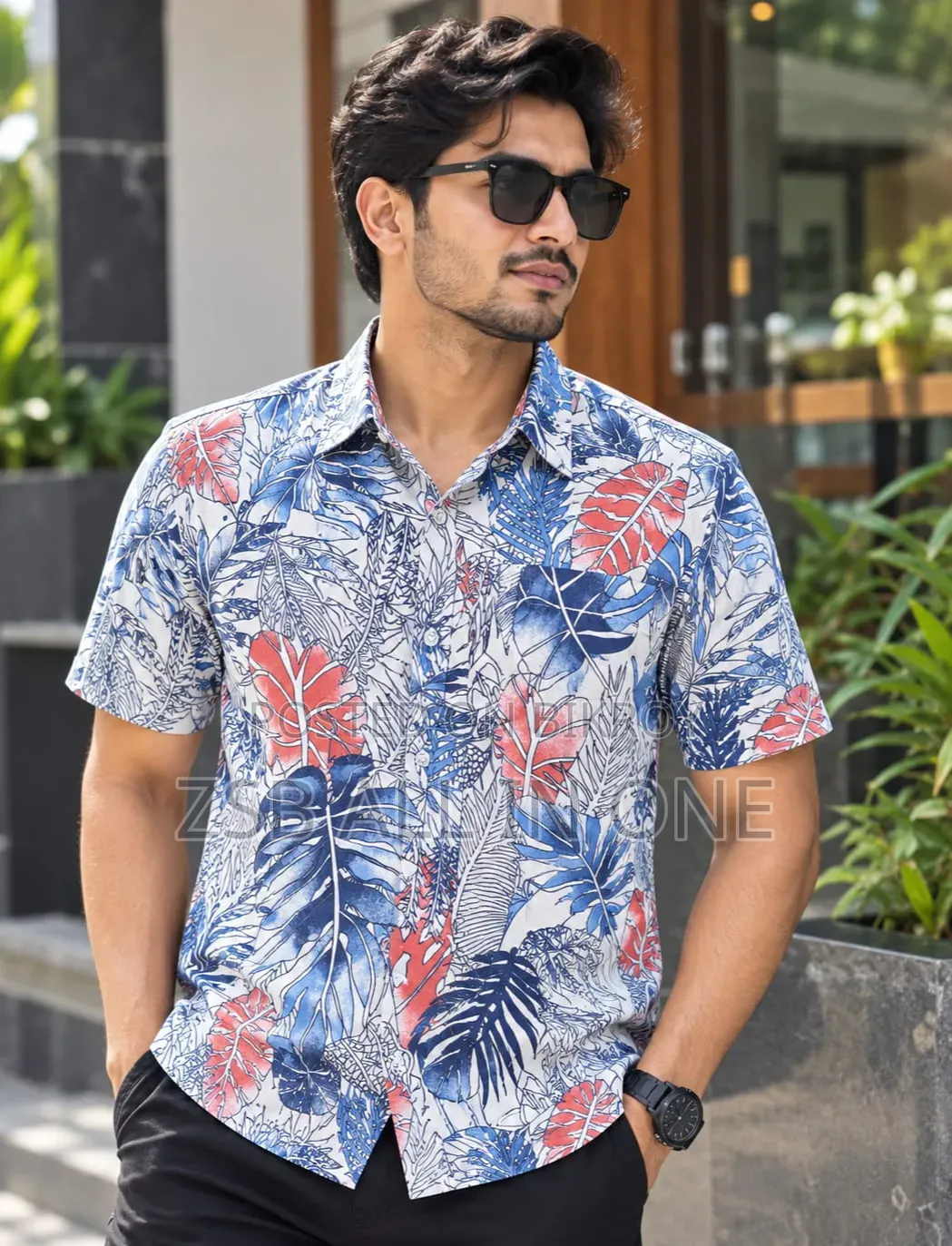 প্রিন্ট শার্ট কটন হাফ স্লিভ ফর মেনস