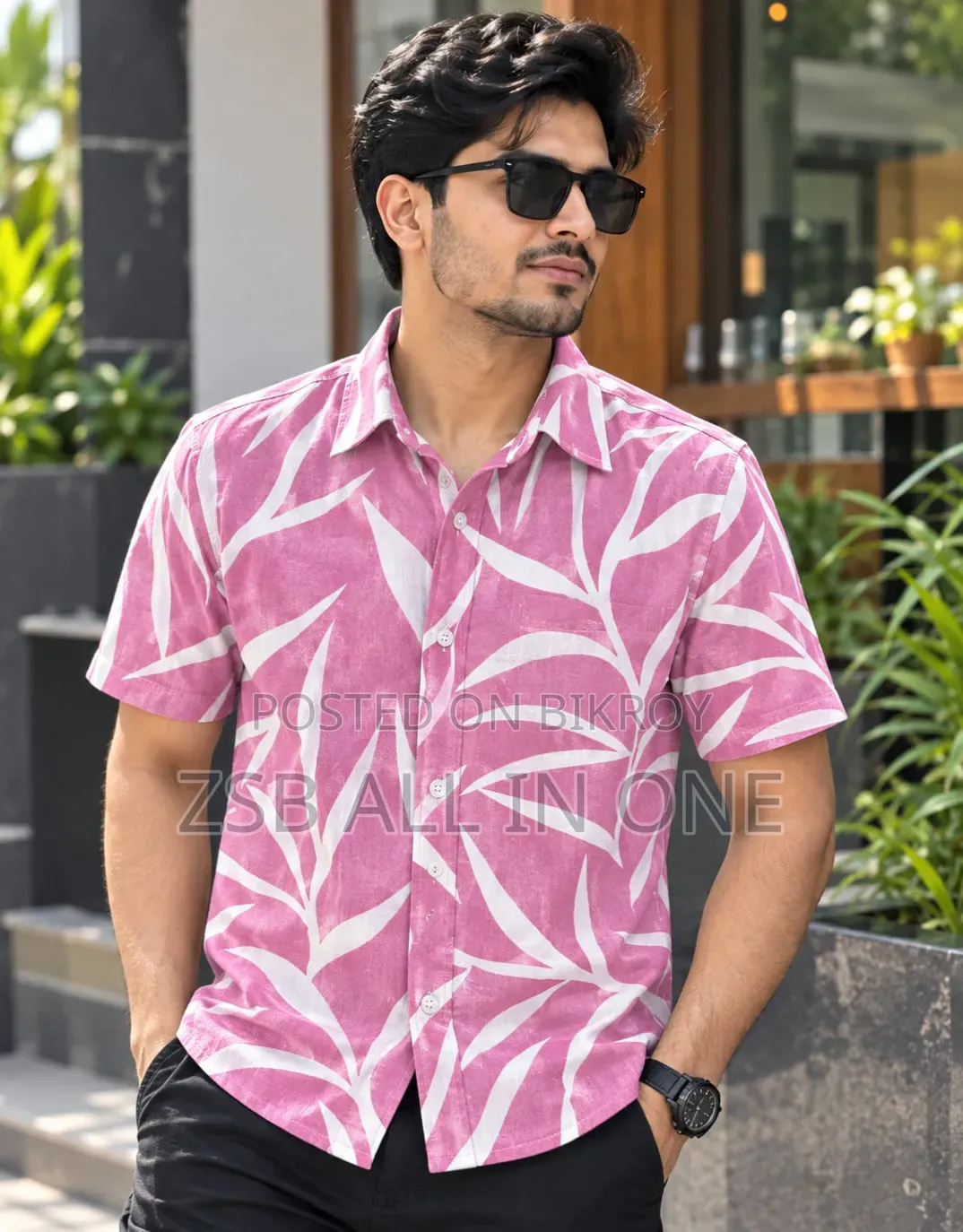 প্রিন্ট শার্ট কটন হাফ স্লিভ ফর মেনস