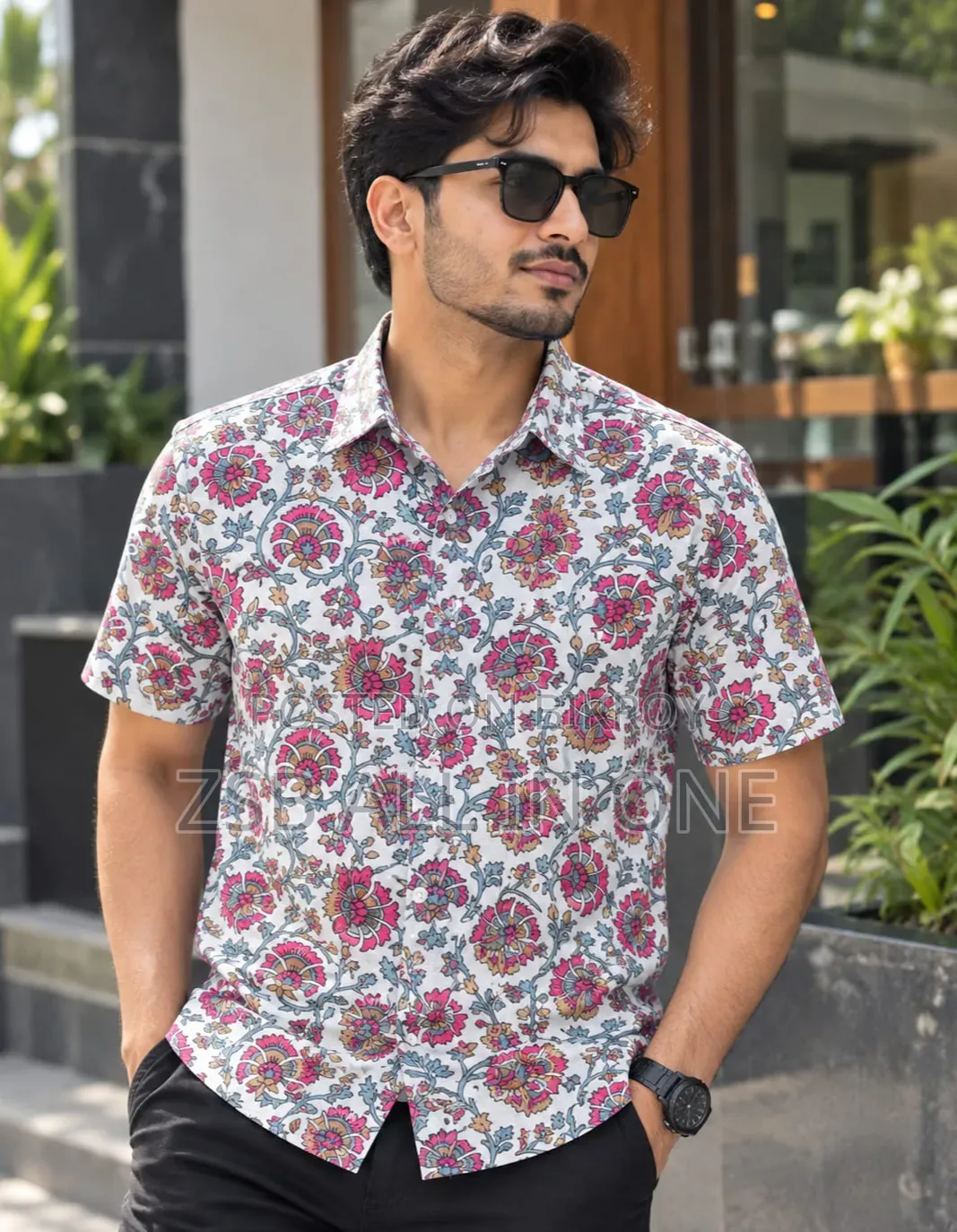 প্রিন্ট শার্ট কটন হাফ স্লিভ ফর মেনস