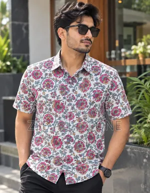 প্রিন্ট শার্ট কটন হাফ স্লিভ ফর মেনস