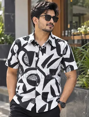 প্রিন্ট শার্ট কটন হাফ স্লিভ ফর মেনস