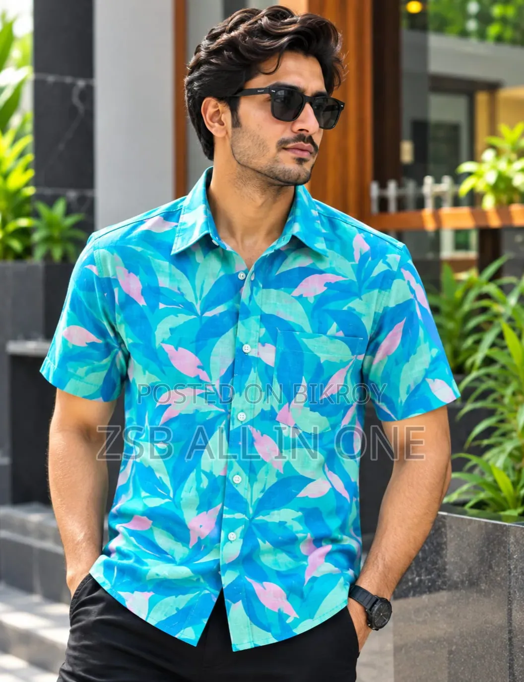 প্রিন্ট শার্ট কটন হাফ স্লিভ ফর মেনস
