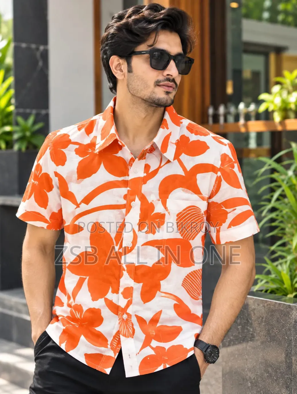 প্রিন্ট শার্ট কটন হাফ স্লিভ ফর মেনস