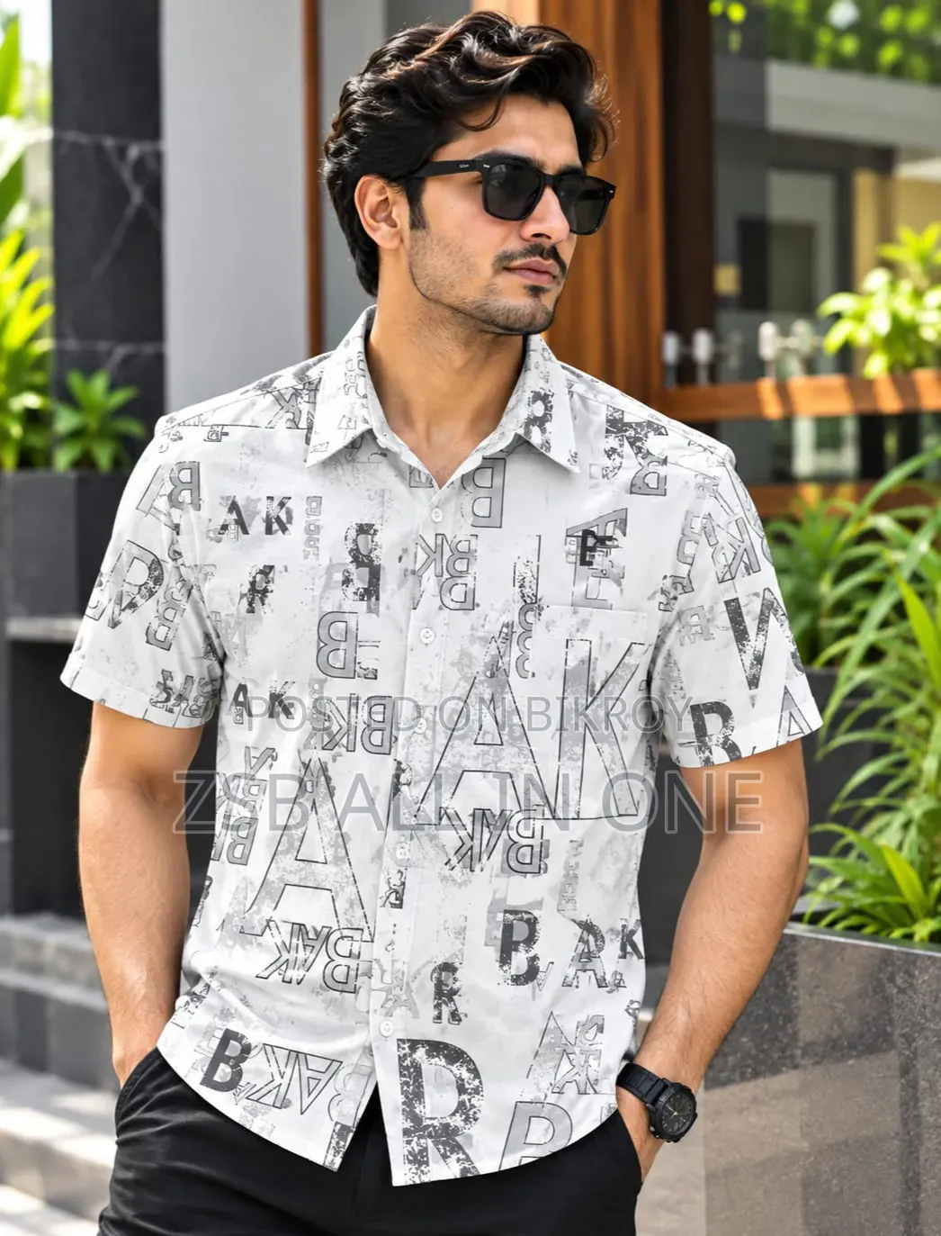 প্রিন্ট শার্ট কটন হাফ স্লিভ ফর মেনস