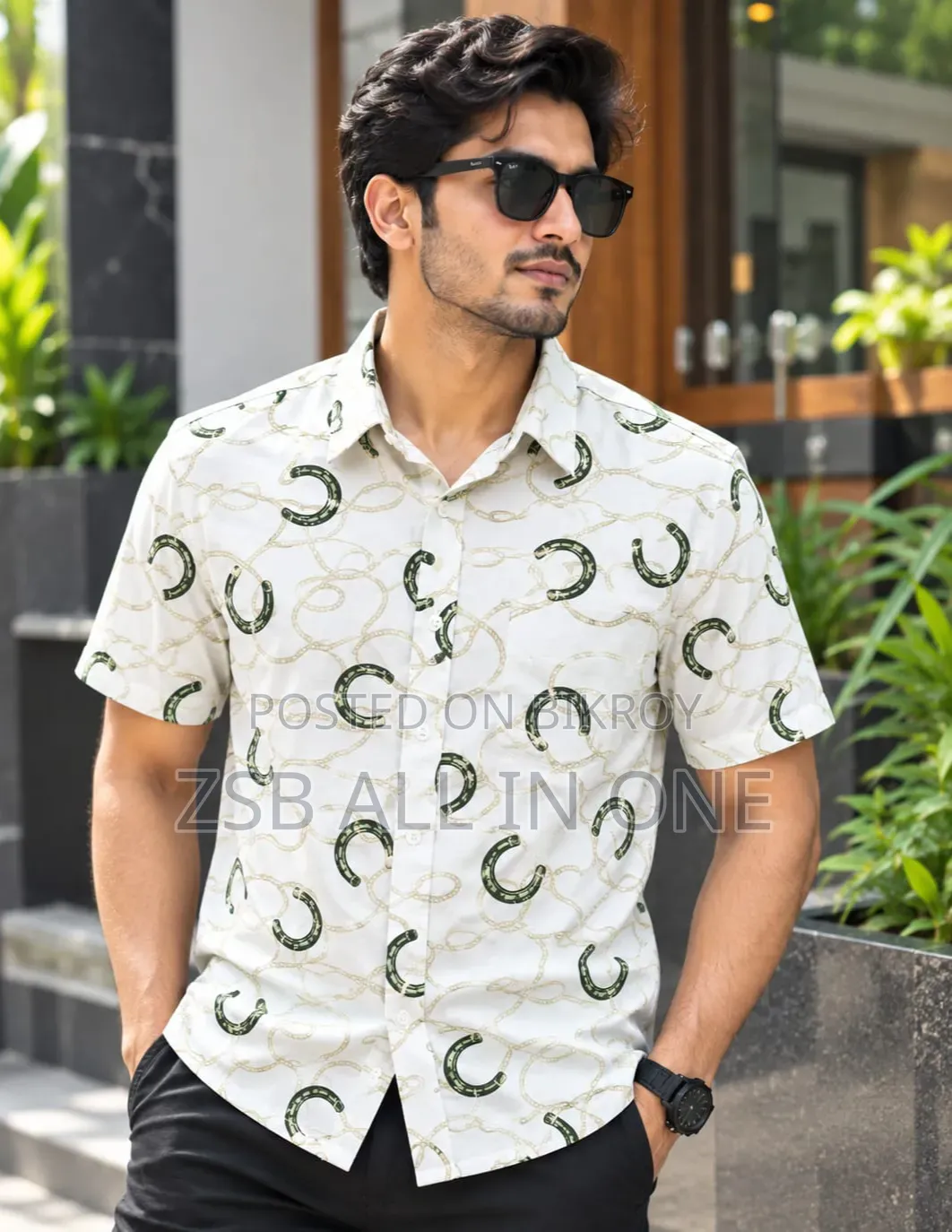 প্রিন্ট শার্ট কটন হাফ স্লিভ ফর মেনস