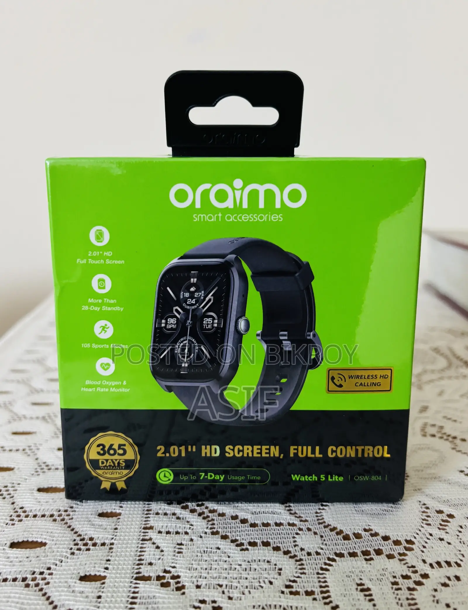 Oraimo Watch 5 Lite Bluetooth Calling Smart Watch (OSW-804)