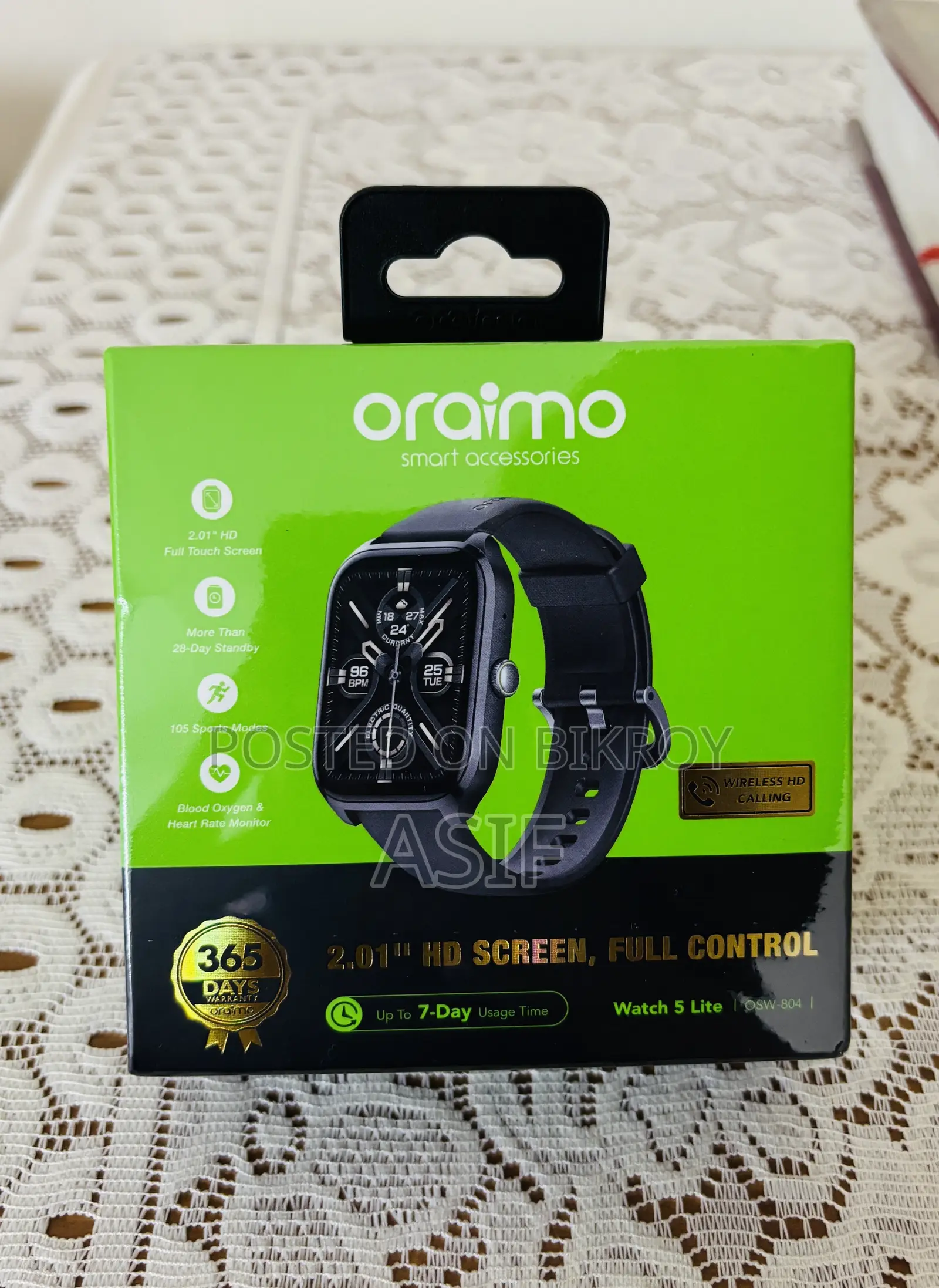 Oraimo Watch 5 Lite Bluetooth Calling Smart Watch (OSW-804)