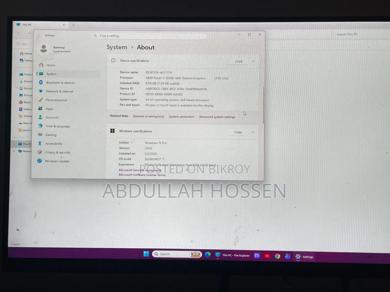 Desktop Computer Asus 8GB AMD Ryzen SSD 256GB