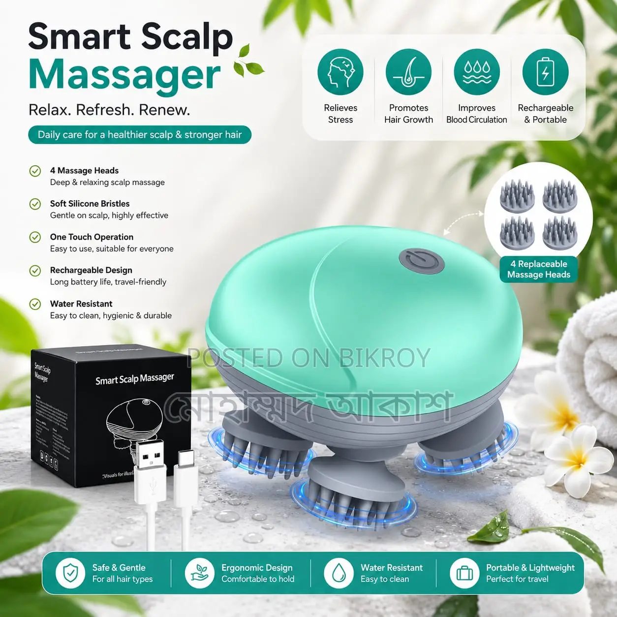 Premium Smart Electric Scalp Massager Head Scalp Relaxation Device