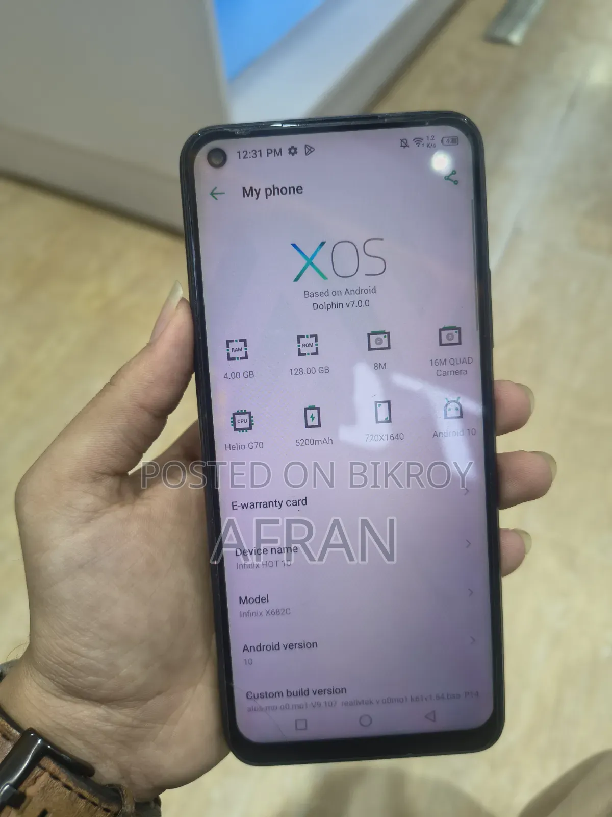 ইনফিনিক্স হট ১০ ১২৮ জিবি কালো