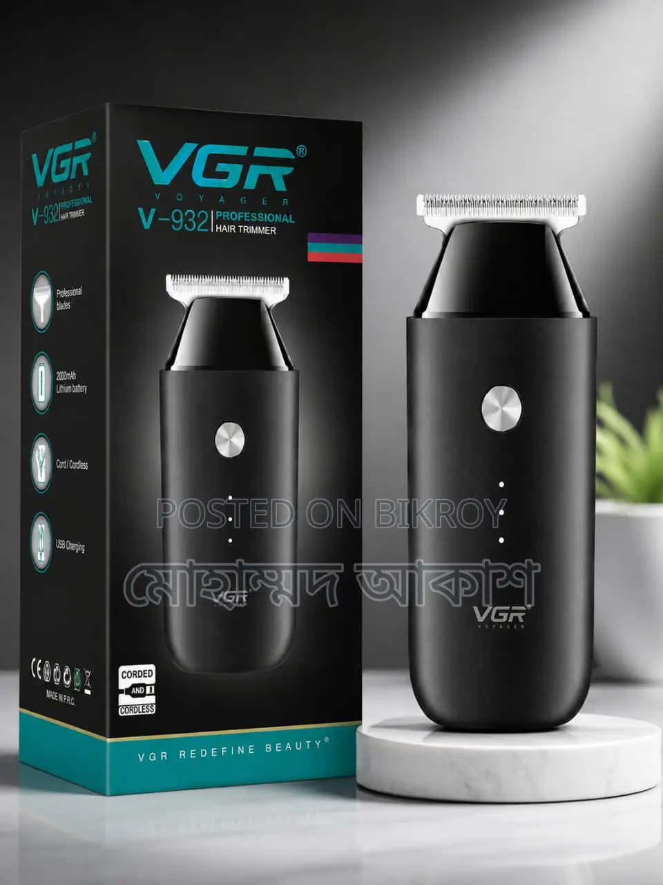 VGR V932 Professional Cordless Hair Trimmer Premium Precision Grooming