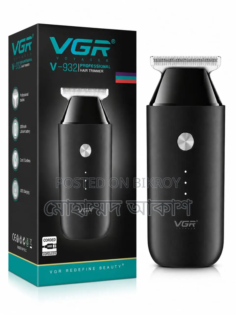 VGR V932 Professional Cordless Hair Trimmer Premium Precision Grooming