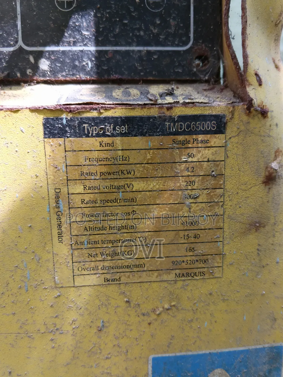 Used Marquis TMDC6500S Diesel Generator for Sale.
