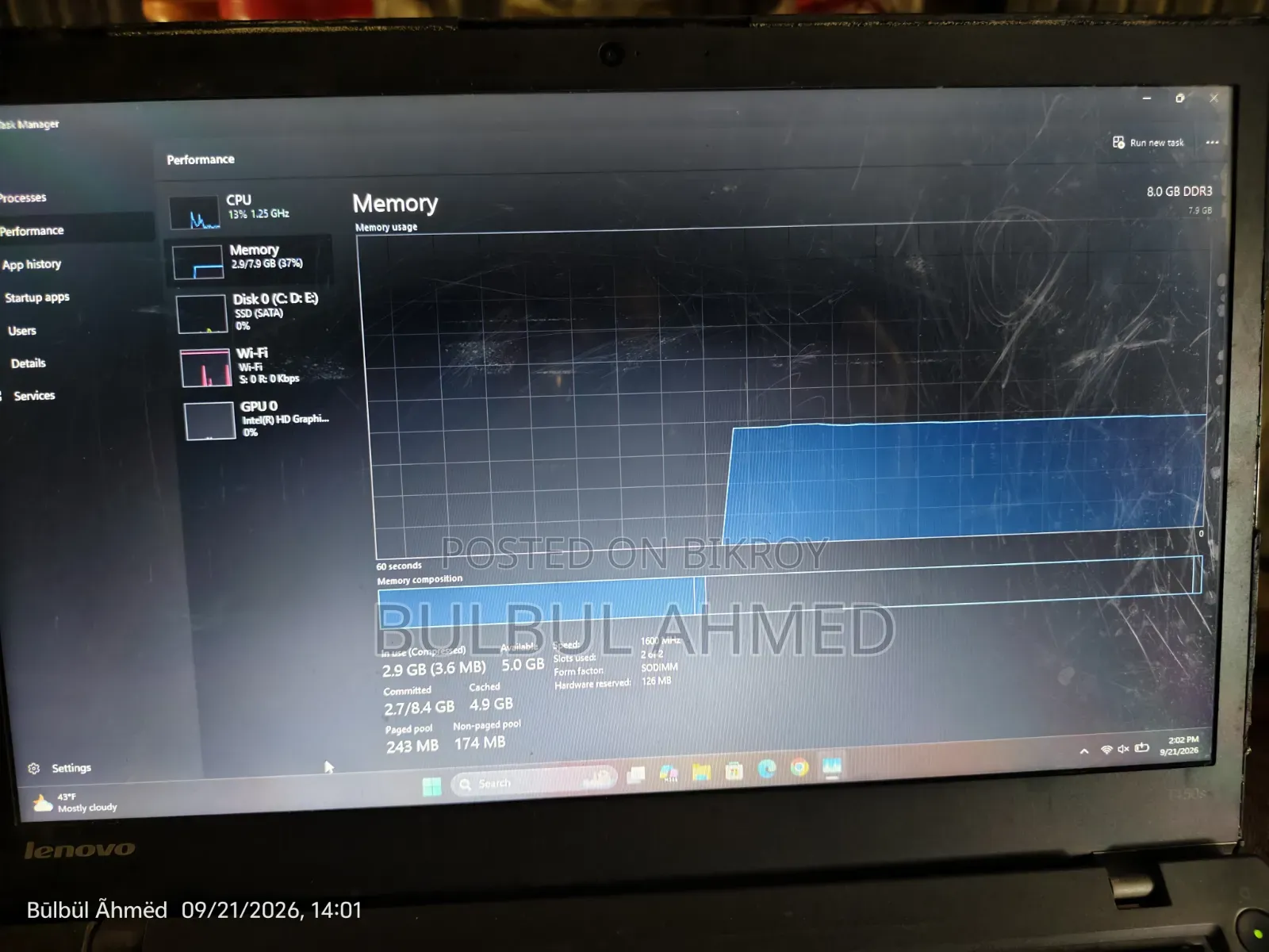 Laptop Lenovo ThinkPad T450 8GB Intel Core i5 SSD 256GB