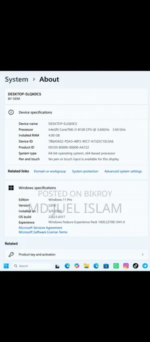 Desktop Computer 4GB Intel Core i3 512GB SSD