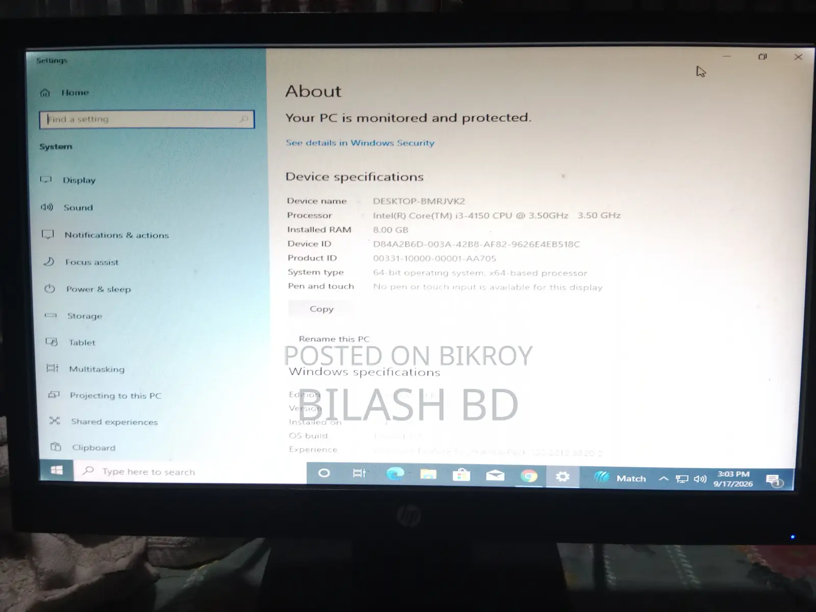 Desktop Computer 8GB Intel Core i3 SSD 128GB