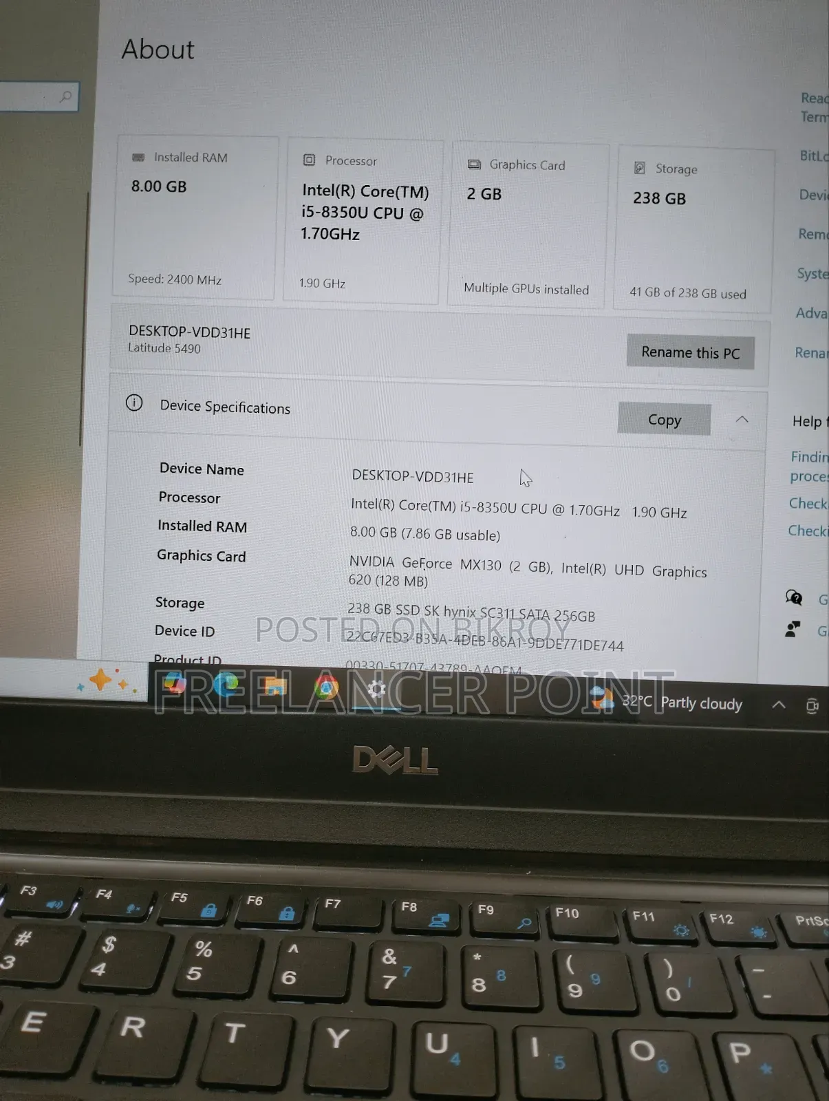 Laptop Dell Latitude 5490 8GB Intel Core i5 SSD 256GB