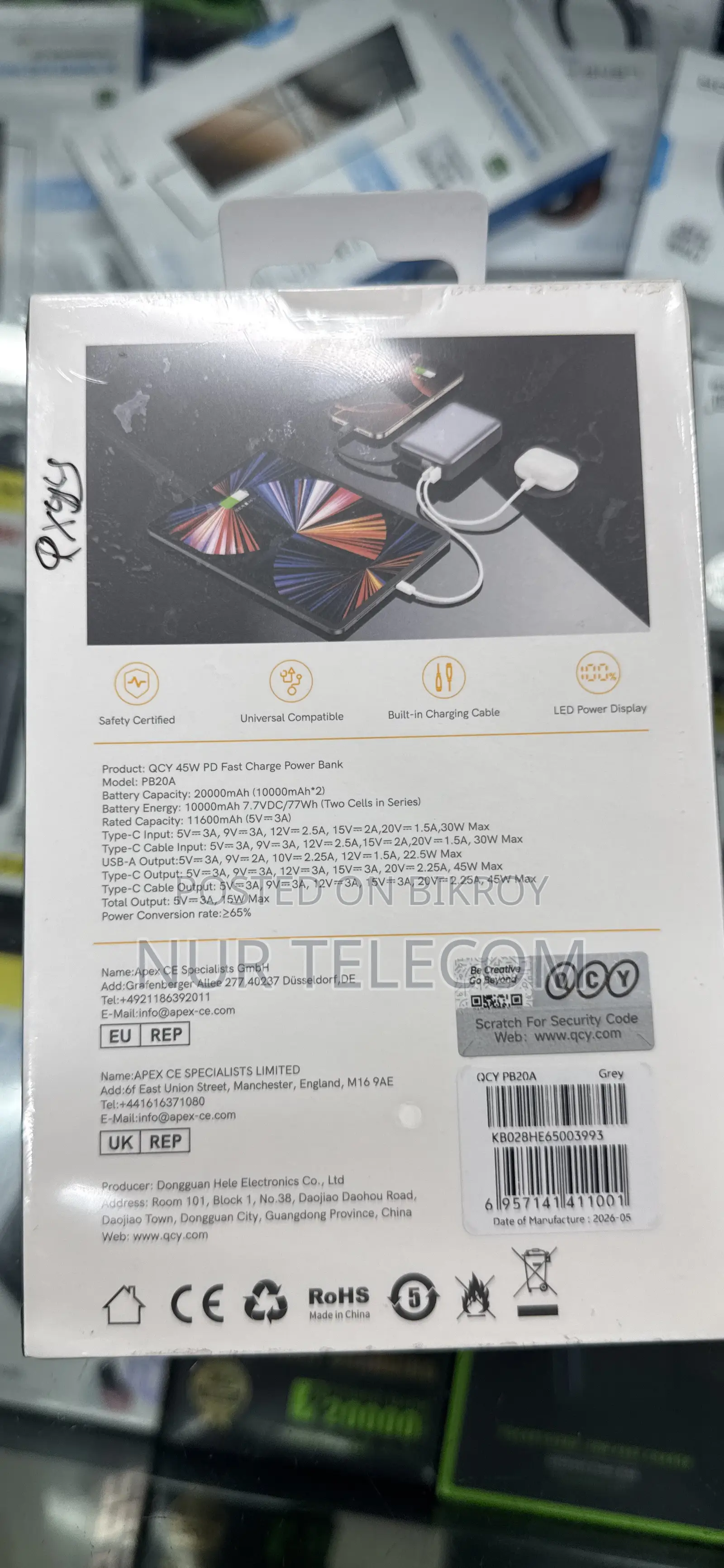 QCY PB20A Fast Charge Power Bank