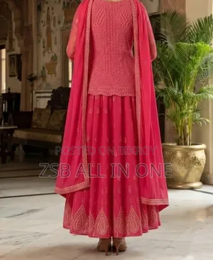 রেডিমেড জর্জেট এমব্রয়ডারি পার্টি ড্রেস